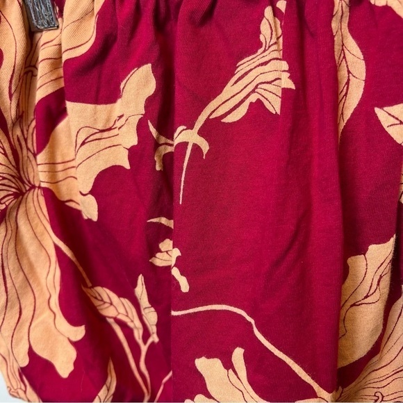 Express size XS Red Tan Hawaii Floral y2k Strapless Tube Top Cropped Elastic - Picture 3 of 7